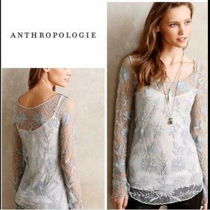 Anthropologie Womens lace top sheer size L